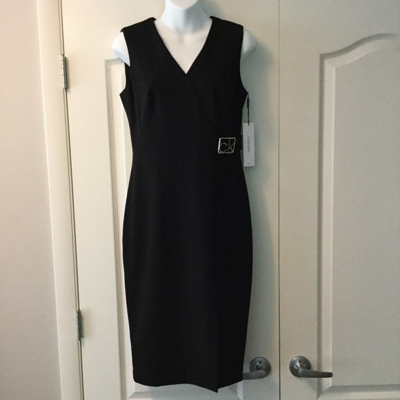 Calvin Klein Dresses & Skirts - NWT Calvin Klein black sheath dress with gold logo